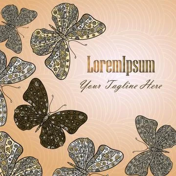 Hand drawn vector zentangle butterfly illustration. Stock Illustration
