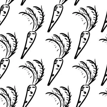 Hand drawn vegetable seamless pattern. Vector illustration Stock Illustration