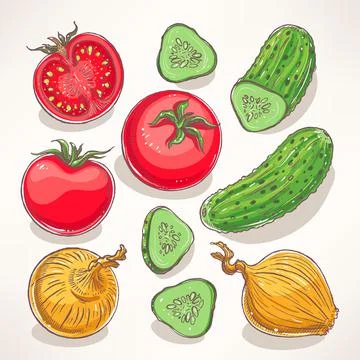 Hand-drawn vegetables Stock Illustration