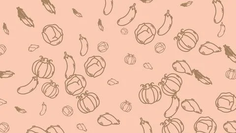 Hand Drawn Vegetables Pattern Seamless Background. Stock Illustration