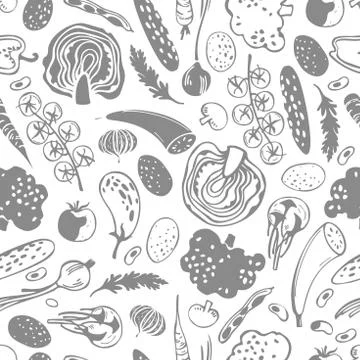 Hand drawn  vegetables on white background Stock Illustration