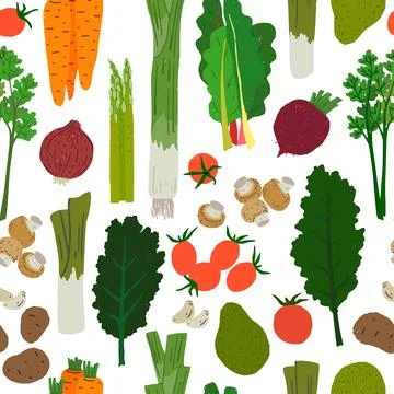 Hand drawn vegetsbles seamless pattern 스톡 일러스트