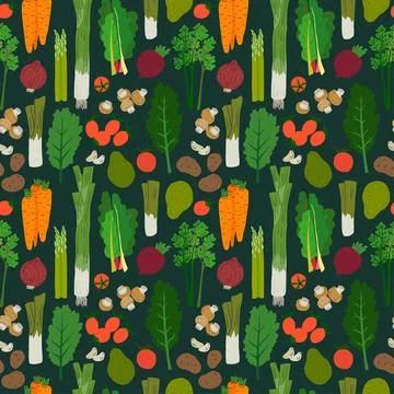 Hand drawn vegetsbles seamless pattern Stock Illustration