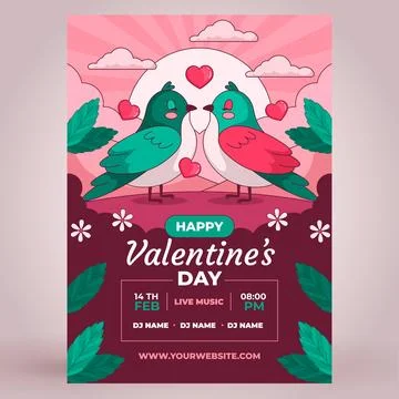 Hand drawn vertical poster template for valentines day celebration Stock Illustration