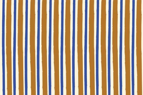 Hand Drawn Vertical Stripes Pattern in Blue Brown and Cream Stock Illustration