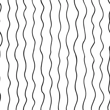 Hand drawn vertical wavy lines seamless pattern. Stock Illustration