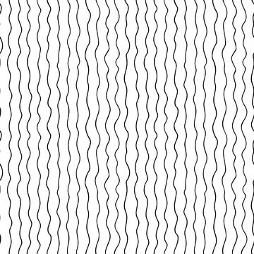 Hand drawn vertical wavy lines seamless pattern. Stock Illustration