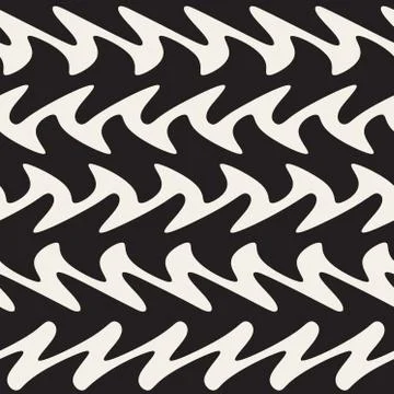 Hand Drawn Vertical ZigZag Lines. Vector Seamless Black and White Pattern 스톡 일러스트