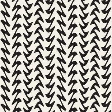 Hand Drawn Vertical ZigZag Lines. Vector Seamless Black and White Pattern Illustrazione stock