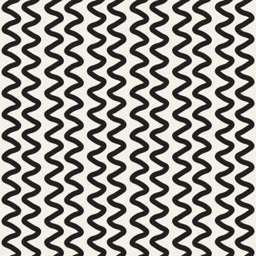 Hand Drawn Vertical ZigZag Lines. Vector Seamless Black and White Pattern Illustrazione stock