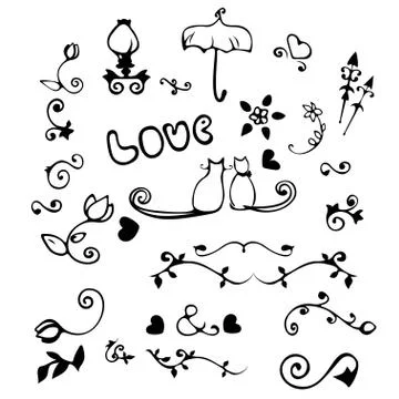 Hand drawn vintage design elements Stock Illustration
