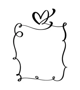 Hand drawn vintage frames quote with heart for Valentines Day or romantic Stock Illustration