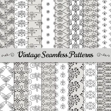 Hand Drawn Vintage Seamless Patterns Stock Illustration