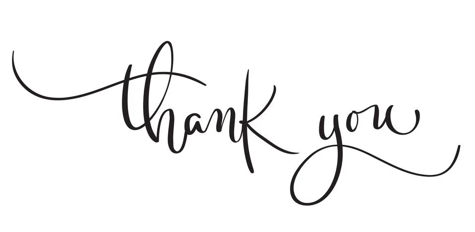Hand drawn vintage Vector text Thank you on white background. Calligraphy Illustrazione stock
