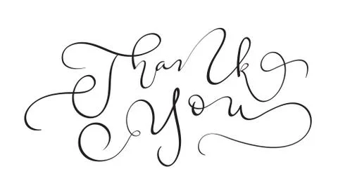 Hand drawn vintage Vector text Thank you on white background. Calligraphy 스톡 일러스트