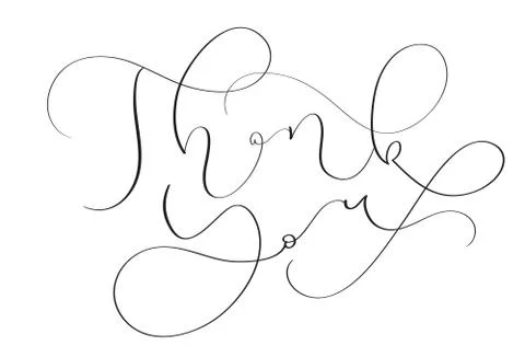 Hand drawn vintage Vector text Thank you on white background. Calligraphy 스톡 일러스트