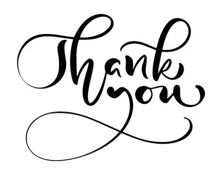 Hand drawn vintage Vector text Thank you. Isolated on white background Stock Illustration