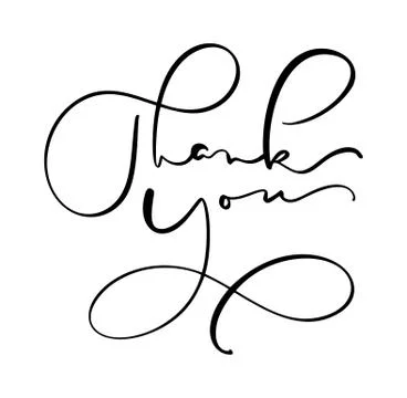 Hand drawn vintage Vector text Thank you. Isolated on white background Stock Illustration