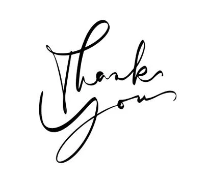 Hand drawn vintage Vector text Thank you. Isolated on white background Stockillustratie