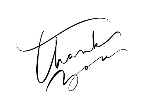 Hand drawn vintage Vector text Thank you. Isolated on white background Stock Illustration