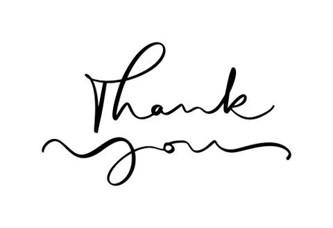 Hand drawn vintage Vector text Thank you. Isolated on white background Stock Illustration
