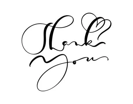 Hand drawn vintage Vector text Thank you. Isolated on white background Stock Illustration