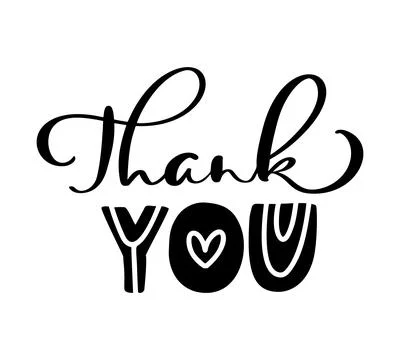 Hand drawn vintage vector text Thank you and heart. Calligraphy lettering Stock Illustration