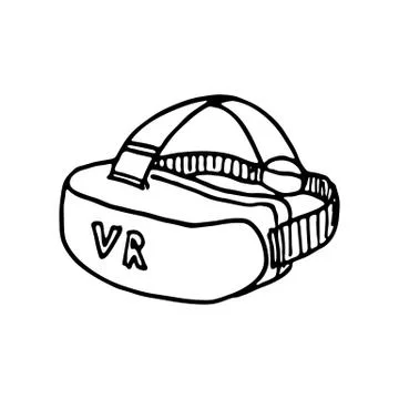 Hand drawn virtual reality glasses doodle icon. Hand drawn black sketch. Sign Stock Illustration