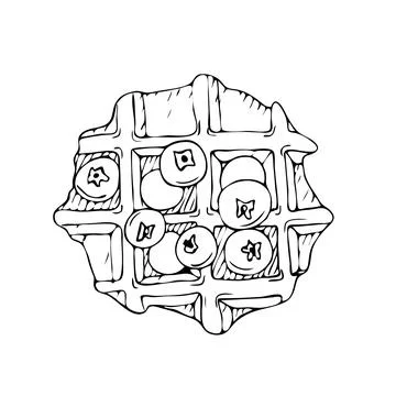 Hand drawn waffle. Sketch vector line art illustration. Doodle style Stock Illustration