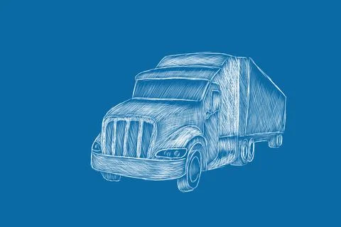 Hand-drawn wagon on a blue background Stock Illustration