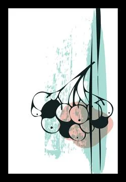 Hand drawn wall art, vector minimalism, ink painting style, image of nordic Stock Illustration