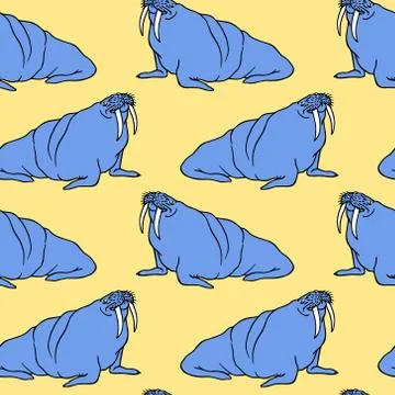 Hand drawn walruses Illustrazione stock