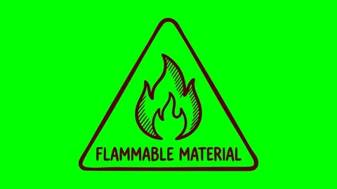 Hand drawn warning flammable material signage animation Stock Footage 335784334