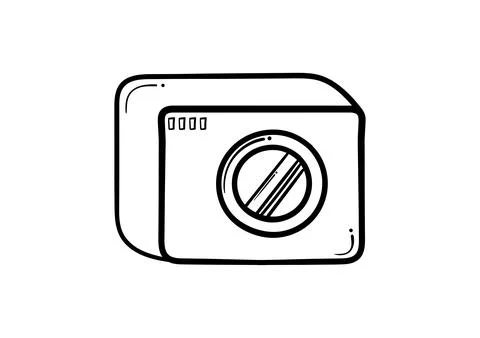 Hand drawn washing machine with technology theme Stock Illustration