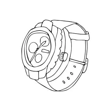 Hand-drawn watches, isolated vector illustration on white background Stock Illustration