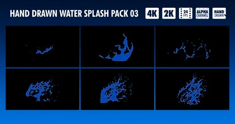Hand Drawn Water Splash FX Pack 03 Stock Footage 122871361