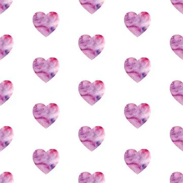 Hand drawn watercolor abstract pattern wirh hearts Stock Illustration