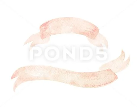 Hand Drawn watercolor beige ribbon. Isolated. Stock Illustration