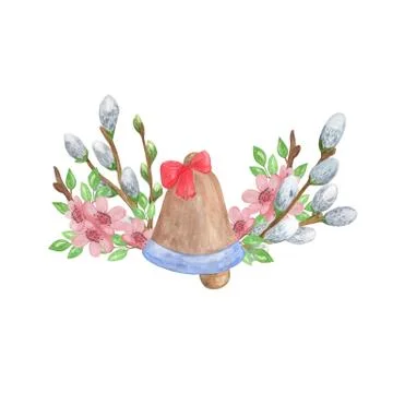 Hand drawn watercolor Easter composition Stock Illustration