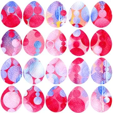 Hand drawn watercolor pattern with Easter eggs. Stock Illustration