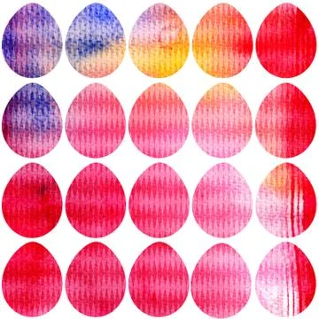 Hand drawn watercolor pattern with Easter eggs. Illustrazione stock
