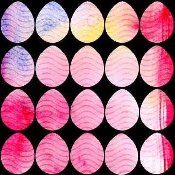 Hand drawn watercolor pattern with Easter eggs. Stock-Illustration