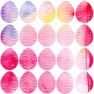 Hand drawn watercolor pattern with Easter eggs. Stock Illustration