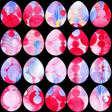 Hand drawn watercolor pattern with Easter eggs. Stock Illustration