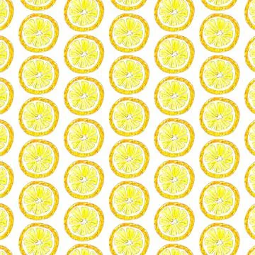 Hand drawn watercolor pattern with fruit - lemons Stock Illustration