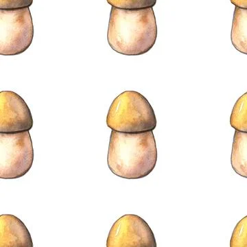 Hand-drawn watercolor seamless pattern of the different autumn fall mushrooms Illustrazione stock