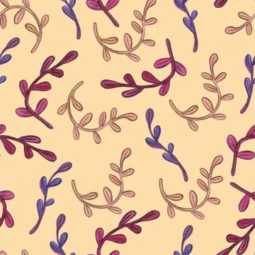 Hand-drawn watercolor seamless pattern of the different autumn fall mushrooms Stock Illustration