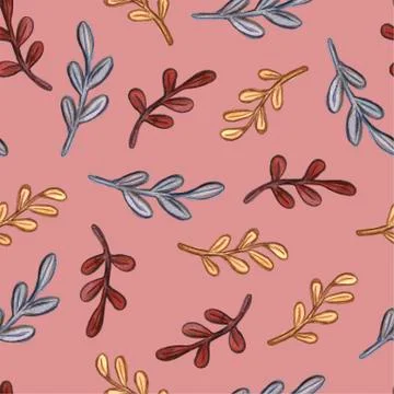 Hand-drawn watercolor seamless pattern of the different autumn fall mushrooms Stock Illustration