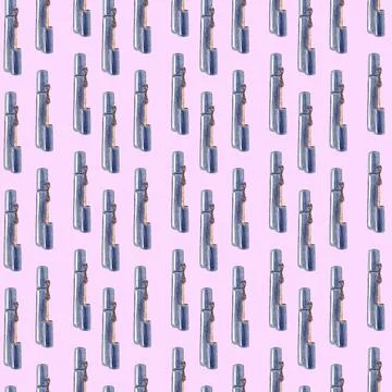 Hand drawn watercolor seamless pattern with makeup products. Mascara Stock Illustration