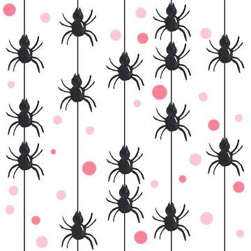 Hand drawn watercolor seamless pattern of Halloween fall autumn pastel soft pink Stock Illustration